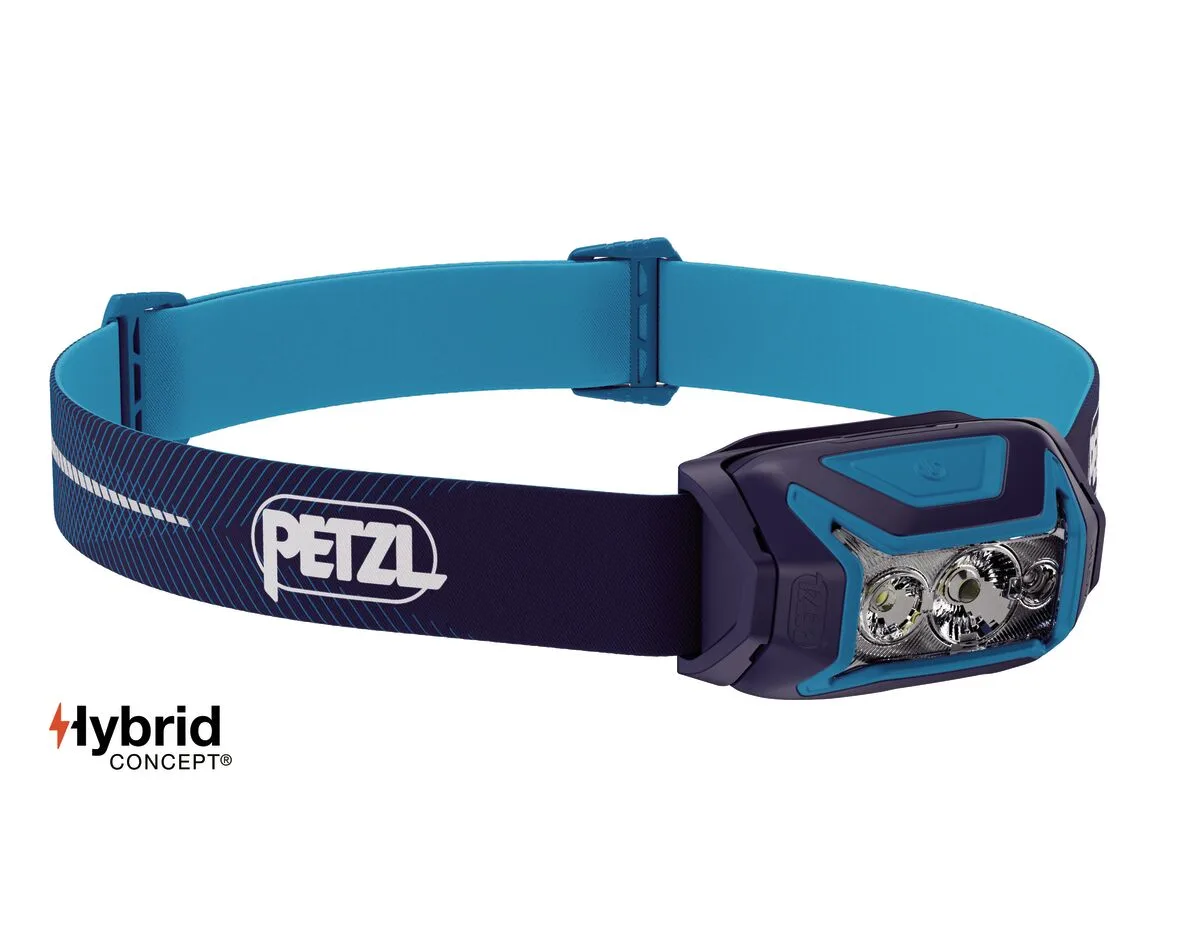 Petzl-Stirnlampe der aktuellen Hybrid-Concept-Generation in Blau/Türkis