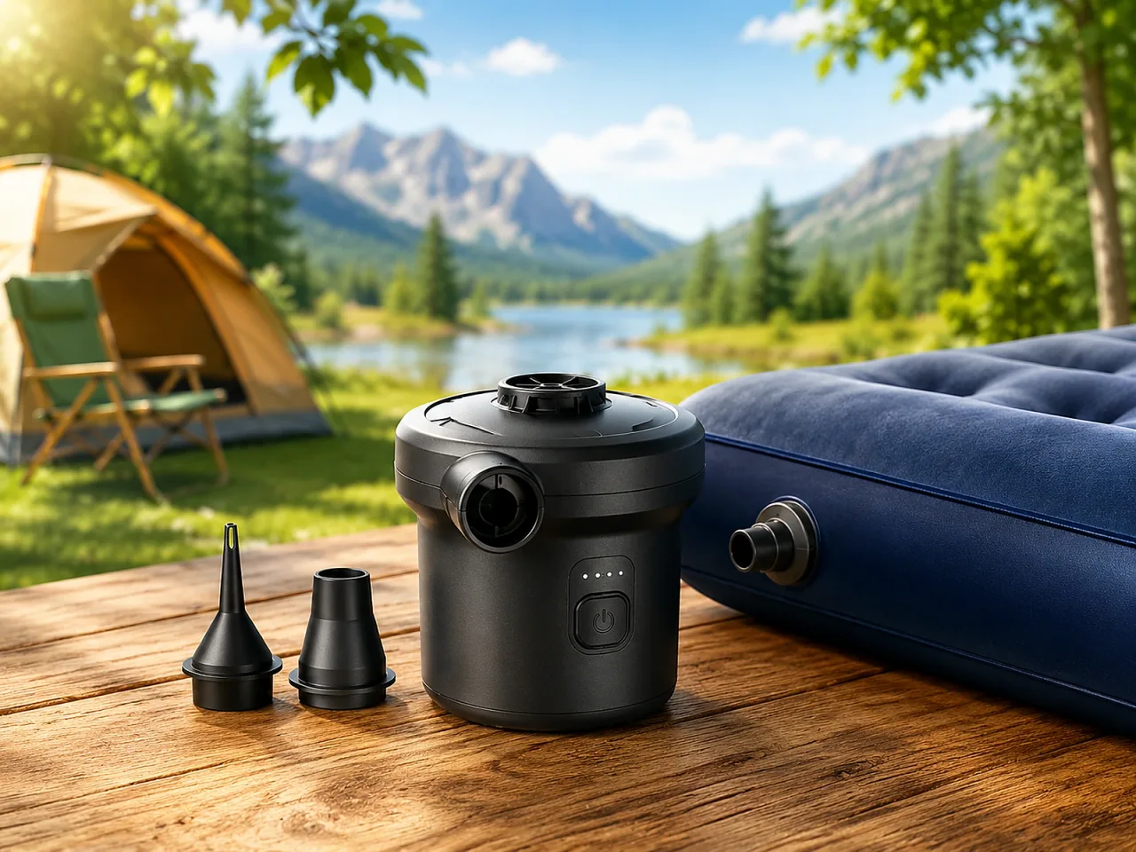 Illustration: Elektrische Luftpumpe fürs Camping
