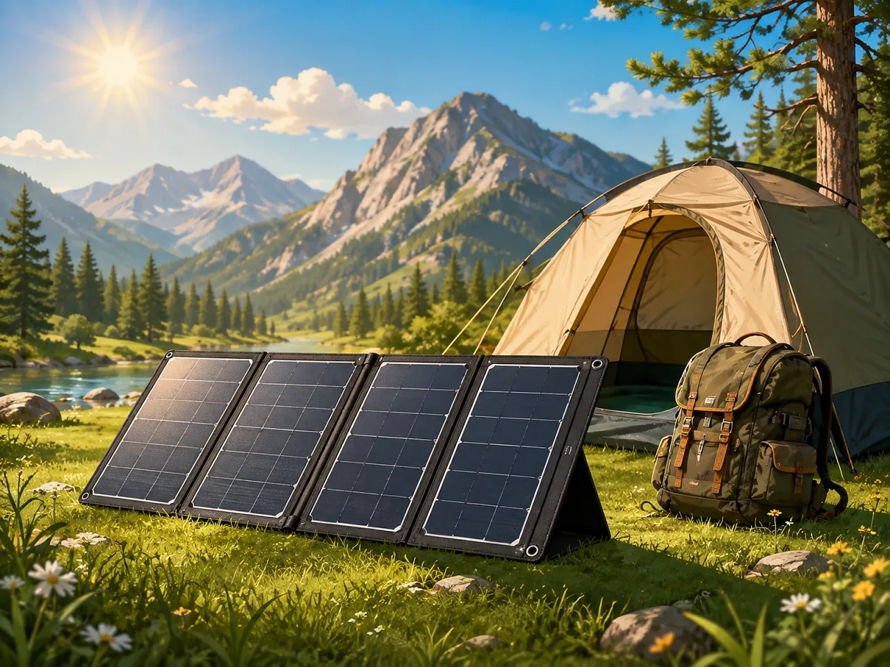 Illustration: Faltbares Solarpanel fürs Camping