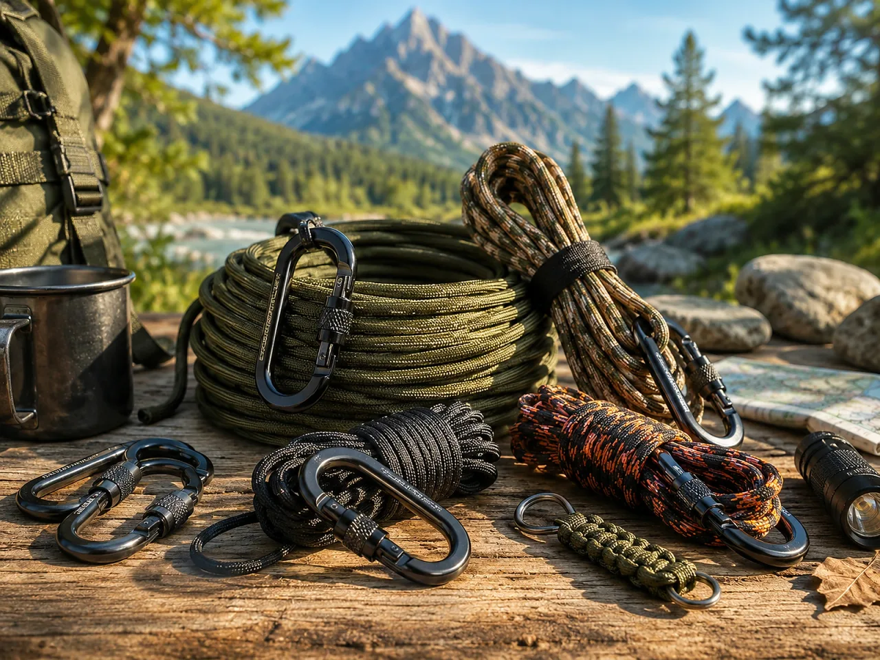 Illustration: Karabiner-Set mit Paracord