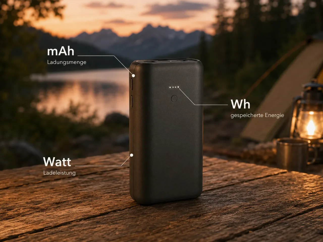 Illustration: mAh, Wh und Watt an einer Powerbank erklärt
